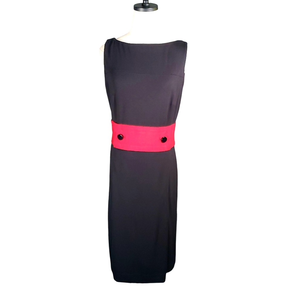 Ann Taylor LBD Cocktails Events Sleek Practical POCKETS Red Cumberbun Shift 6